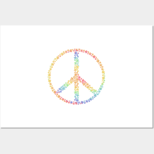 Floral Peace sign - rainbow tie-dye Posters and Art